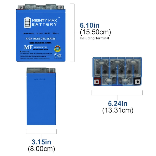 YB12A-AGEL 12V 12AH GEL Replacement Battery Compatible With Ducati 900 SS KickStarter 81 - 6PK